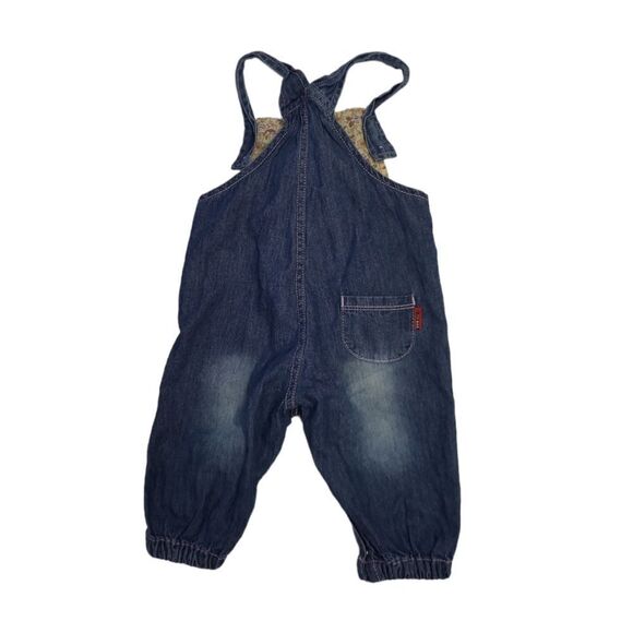 LIKU‎ embroidered butterfly overalls one piece denim ruffle 6-9 months - Picture 2 of 7